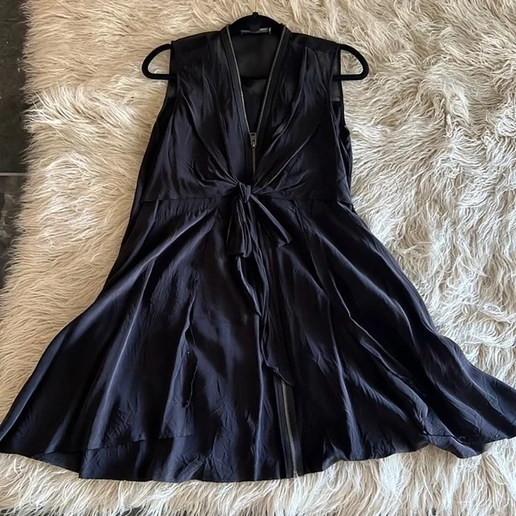 all saints black silk dress All Saints Black Silk Sequin Poison Mini Dress  Prelovely